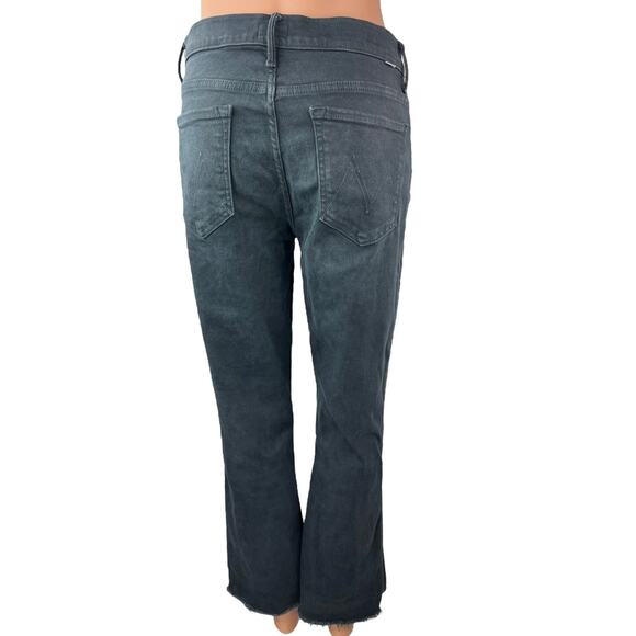 Mother The Insider Crop Step Fray Faded Black Flared Bootcut Denim Jeans Size 30 - Picture 3 of 7